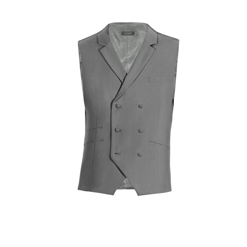 Light Grey Wool Blends lapeled double-breasted Dress Vest