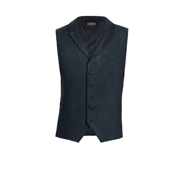 Navy Blue Tweed lapeled Vest