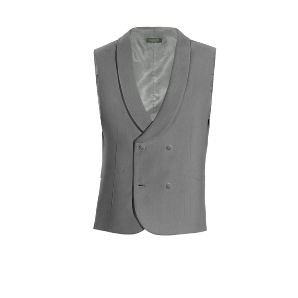 Light Grey Wool Blends shawl lapel double-breasted Vest with brass buttons