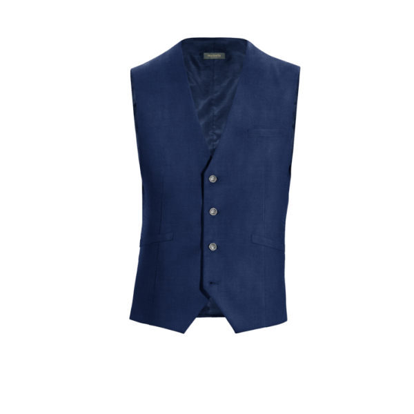 Blue Polyester-Rayon Vest with brass buttons