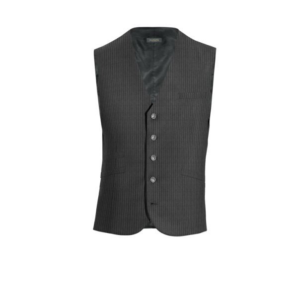 Dark Grey striped pure wool Vest with brass buttons