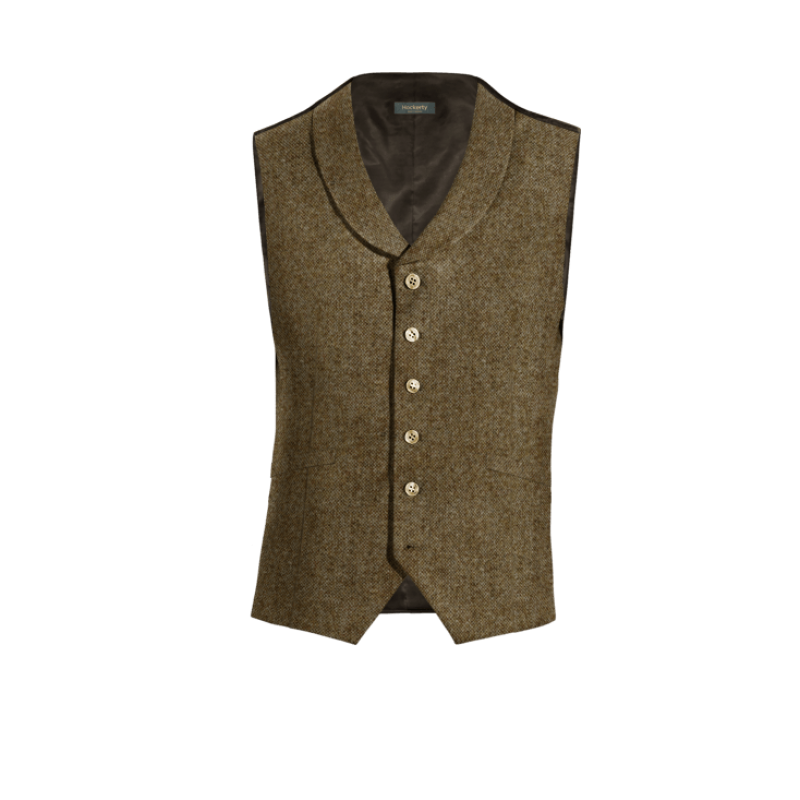 Brown rustic Tweed shawl lapel Vest