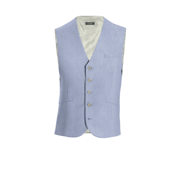 Light Blue striped seersucker Vest