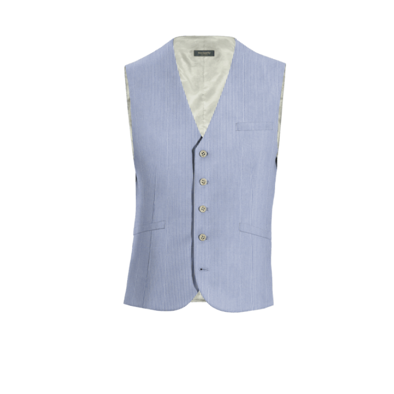 Light Blue striped seersucker Vest