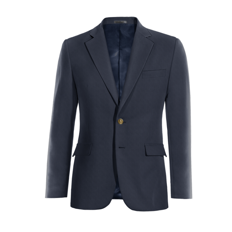 Navy Blue Wool Blends wide lapel Jacket