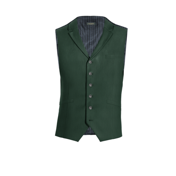 Green Wool Blends lapeled Dress Vest with brass buttons