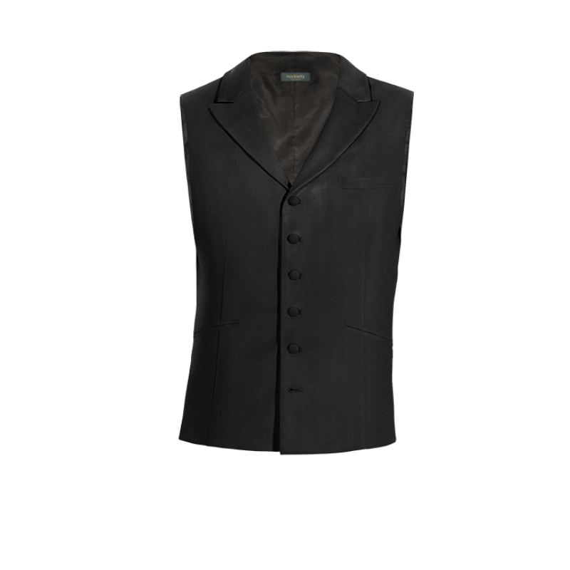 Black Wool Blends peak lapel Vest