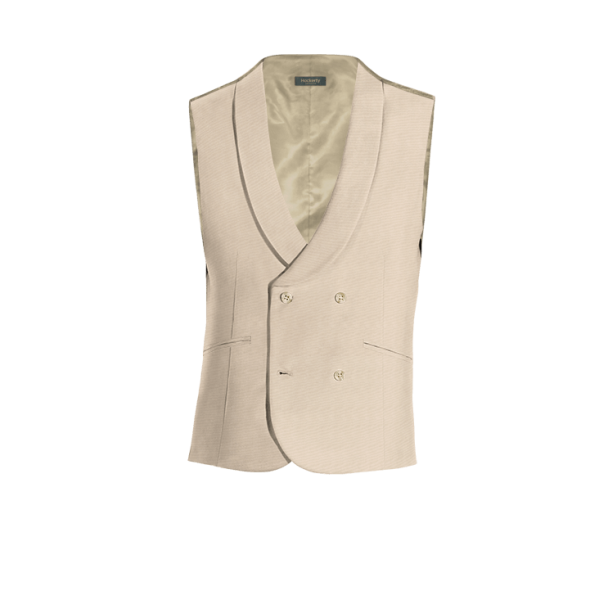 Sand Wool Blends shawl lapel double-breasted Vest