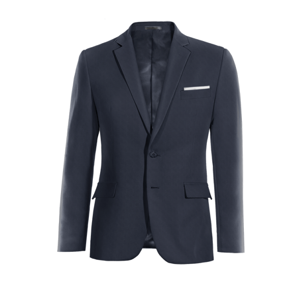 Blue Wool Blends Jacket with a pocket square
