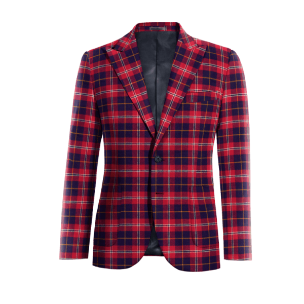 Red Cotton peak lapel Blazer with patched pockets