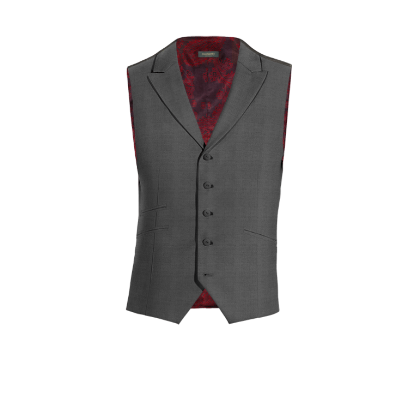 Grey wool peak lapel Vest