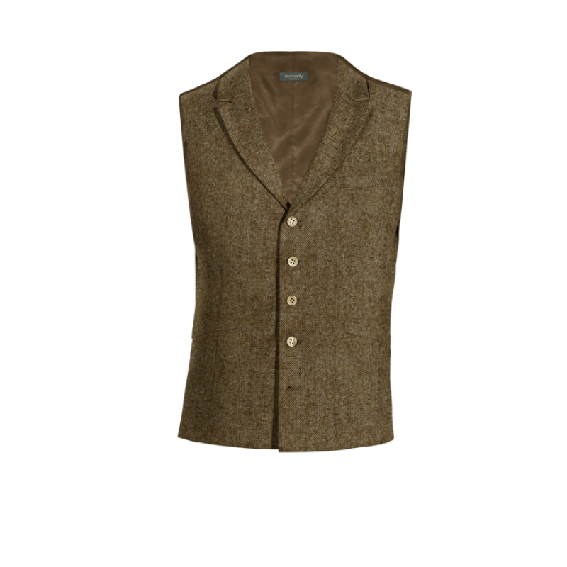 Brown rustic Tweed lapeled Vest