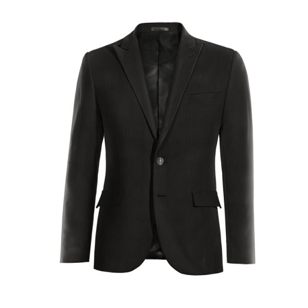 Black Wool Blends peak lapel Jacket