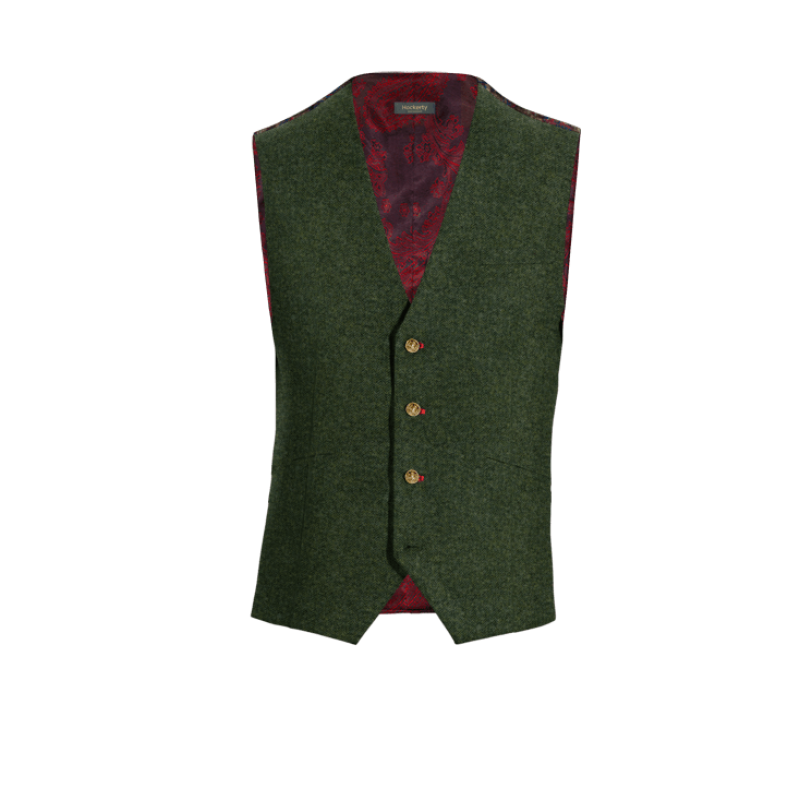 Green Tweed Vest with brass buttons