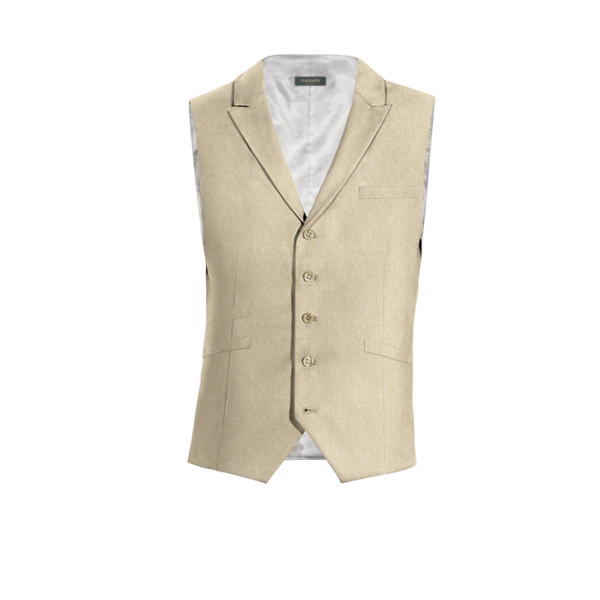 Sand linen peak lapel Suit Vest