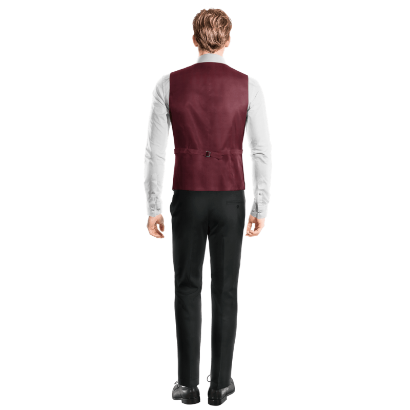 Burgundy Wool Blends lapeled Vest