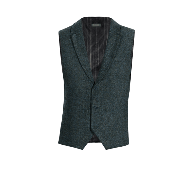 Blue rustic Tweed lapeled Vest