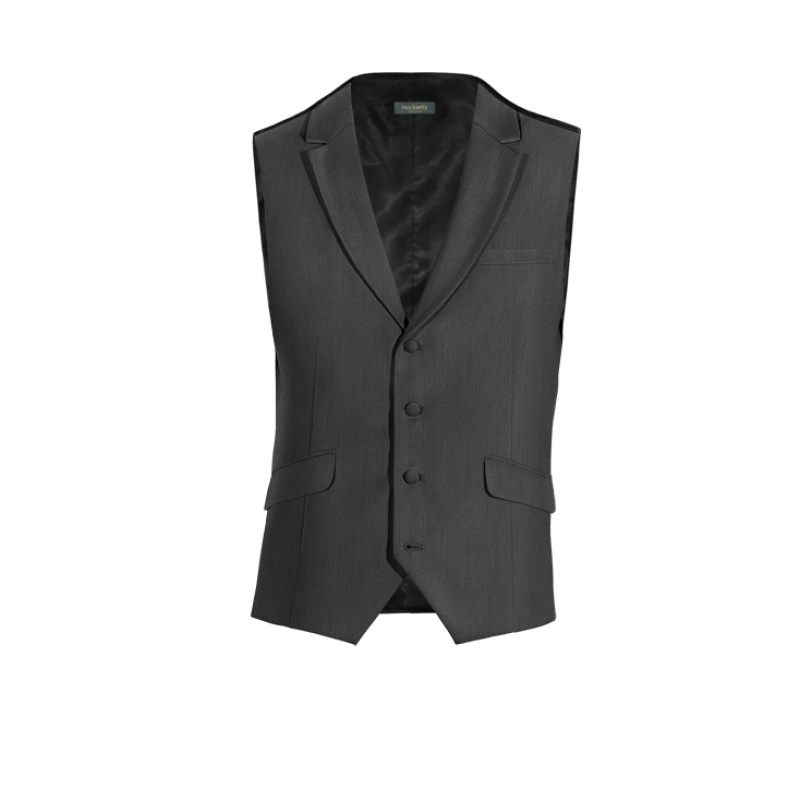 Dark Grey Wool Blends lapeled Vest