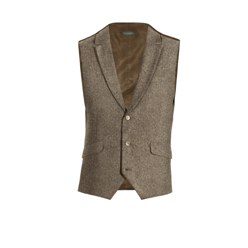 Light Brown rustic Tweed lapeled Vest