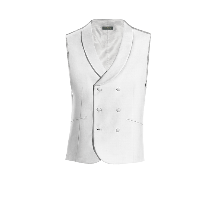 White Wool Blends round lapel double breasted Vest