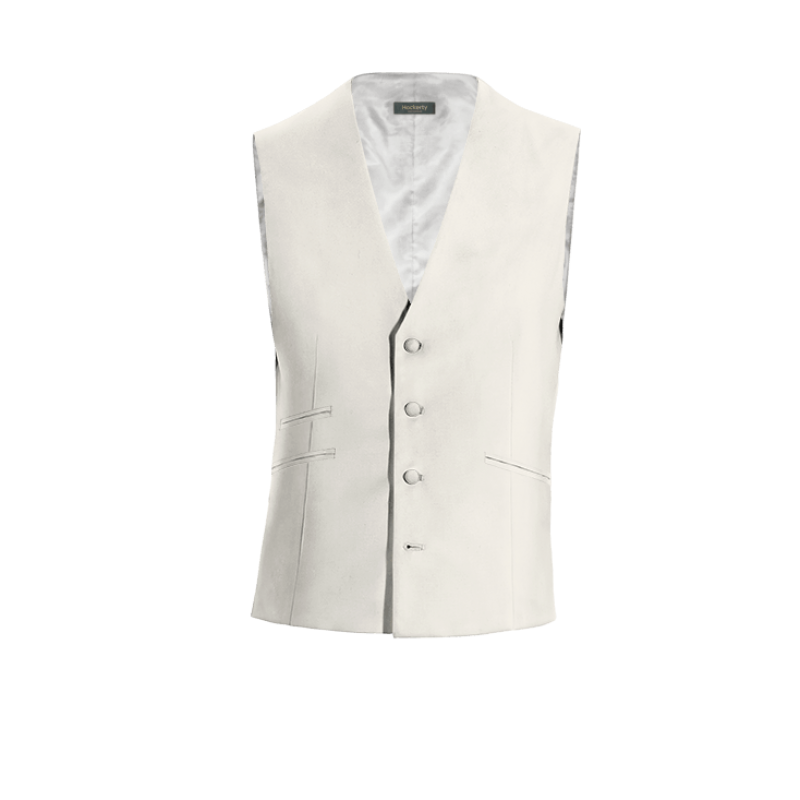 White Wool Blends Dress Vest with brass buttons