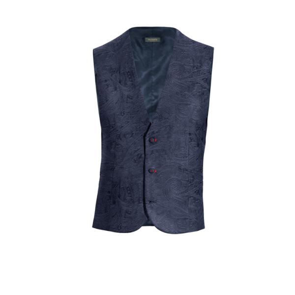 Navy Blue paisley Velvet Vest