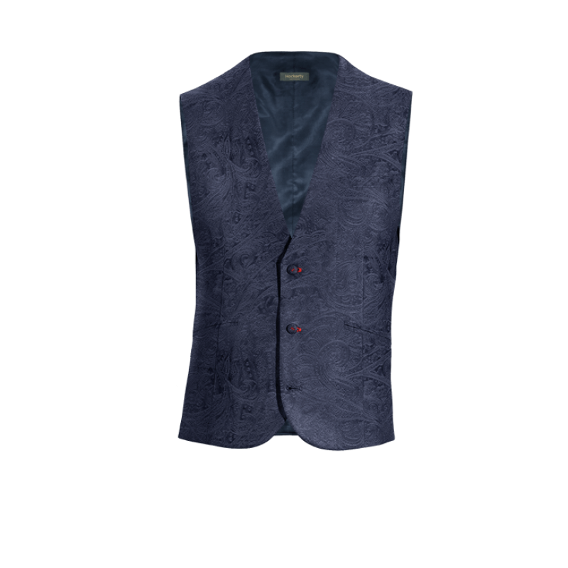 Navy Blue paisley Velvet Vest