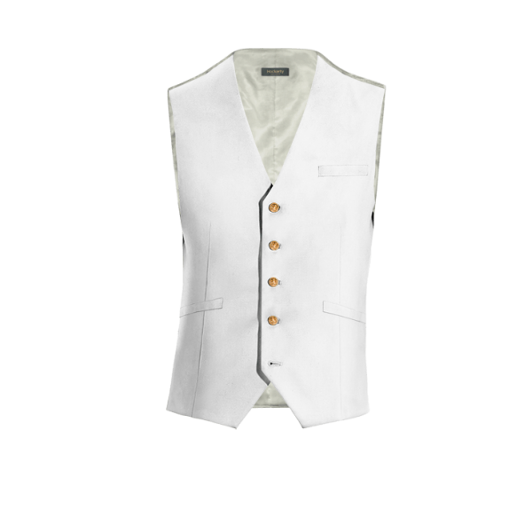 White linen Vest with brass buttons