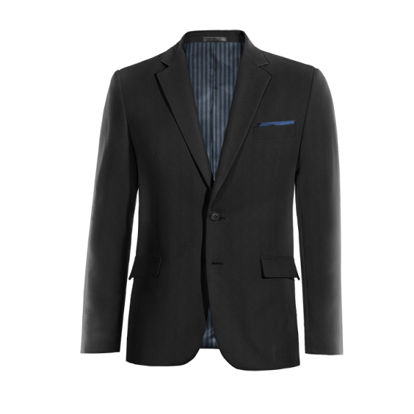Black Wool Blends Jacket with a pocket square