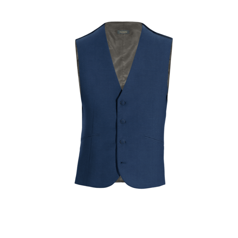 Royal Blue Wool Blends Vest with brass buttons