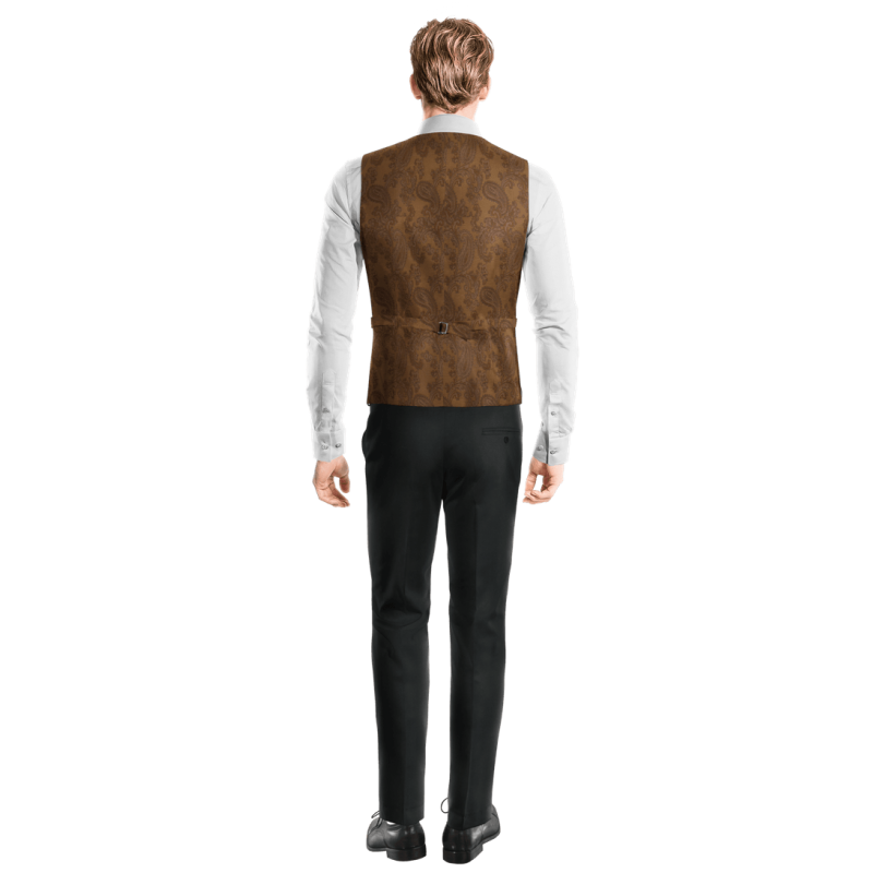 Grey wool peak lapel double breasted Vest with brass buttons