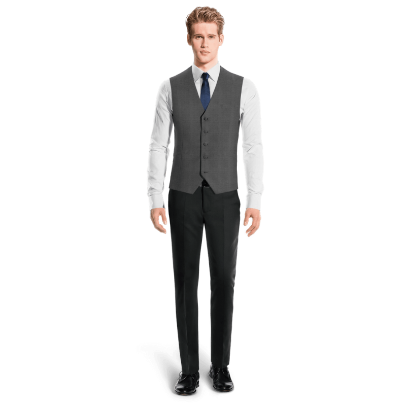 Grey pure wool Suit Vest with brass buttons