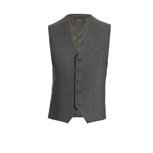 Grey pure wool Suit Vest with brass buttons