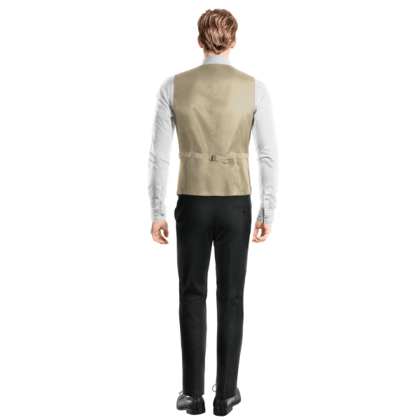 Beige Checkered Linen-cotton Vest
