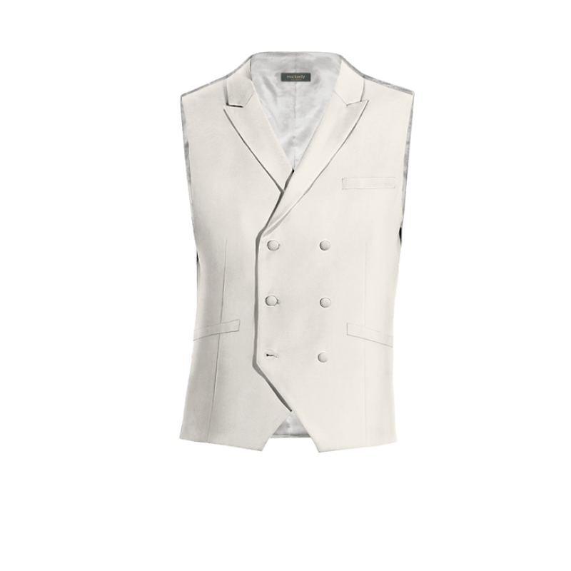 White Wool Blends peak lapel double breasted Vest