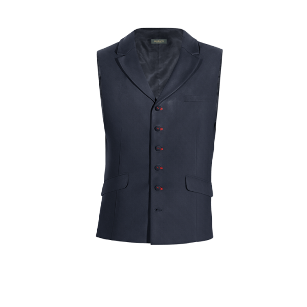 Navy Blue Wool Blends lapeled Vest