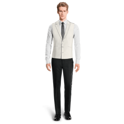 White Wool Blends peak lapel Suit Vest