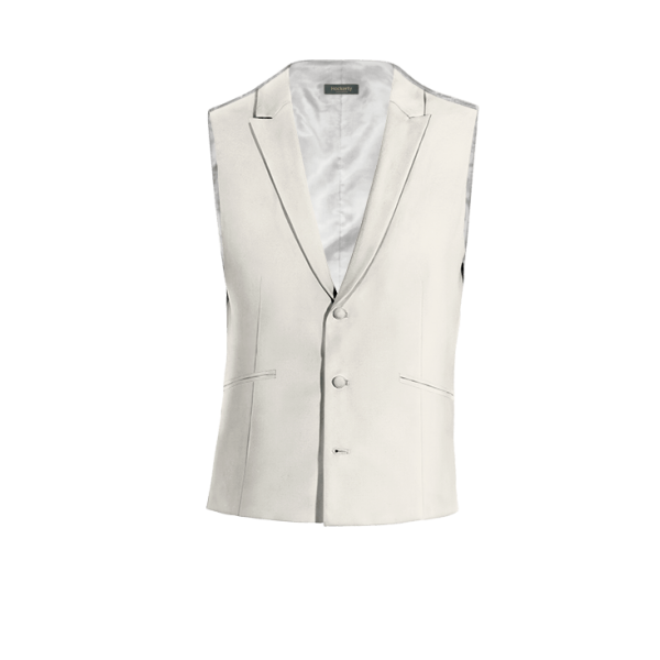 White Wool Blends peak lapel Suit Vest