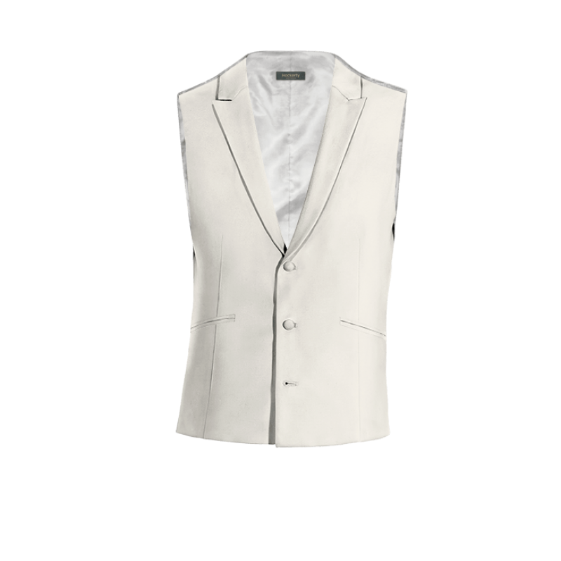 White Wool Blends peak lapel Suit Vest