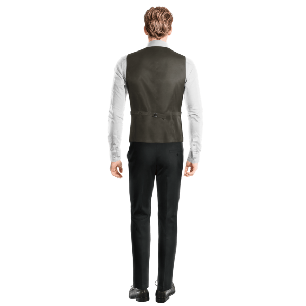 Grey pure wool shawl lapel double-breasted Vest