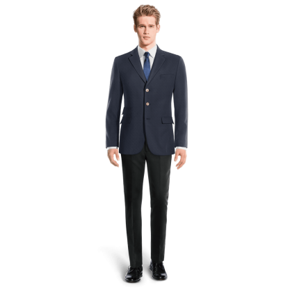 Navy Blue Wool Blends Slim Fit 3 buttons Jacket