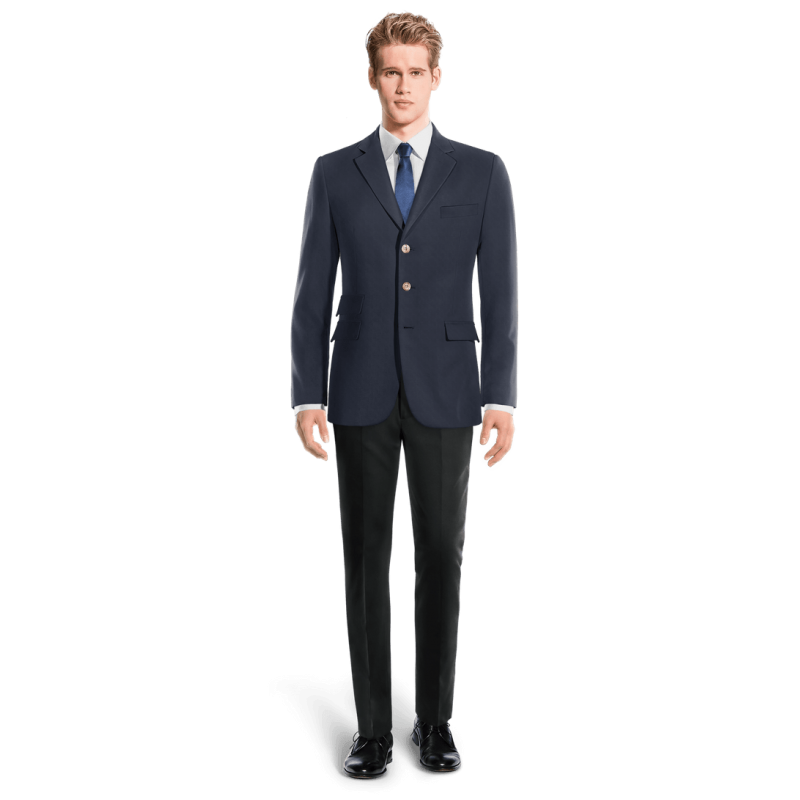 Navy Blue Wool Blends Slim Fit 3 buttons Jacket