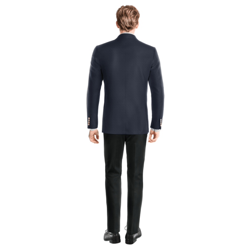 Navy Blue Wool Blends Slim Fit 3 buttons Jacket