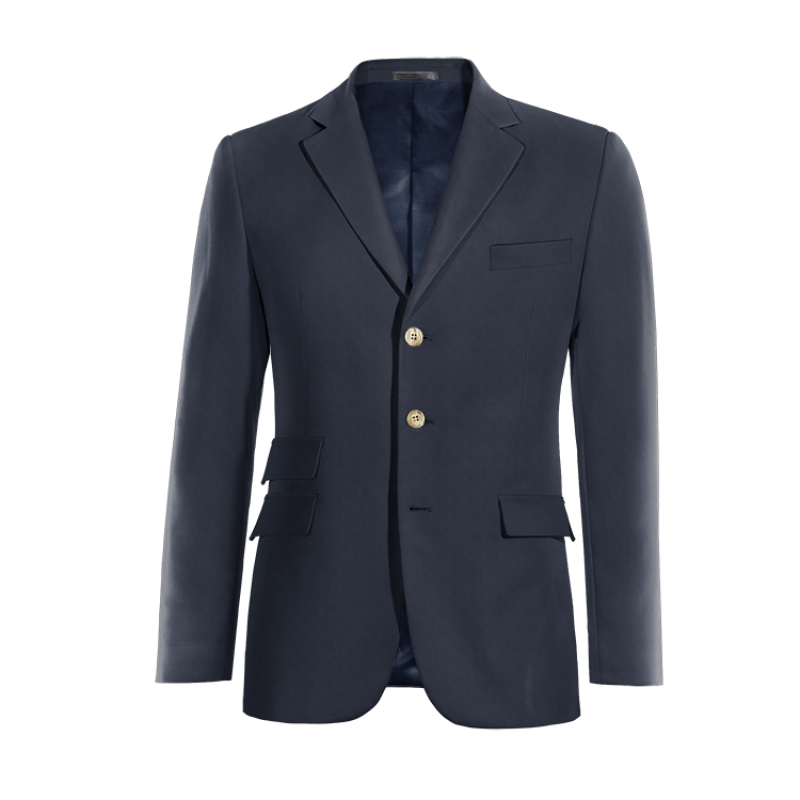 Navy Blue Wool Blends Slim Fit 3 buttons Jacket