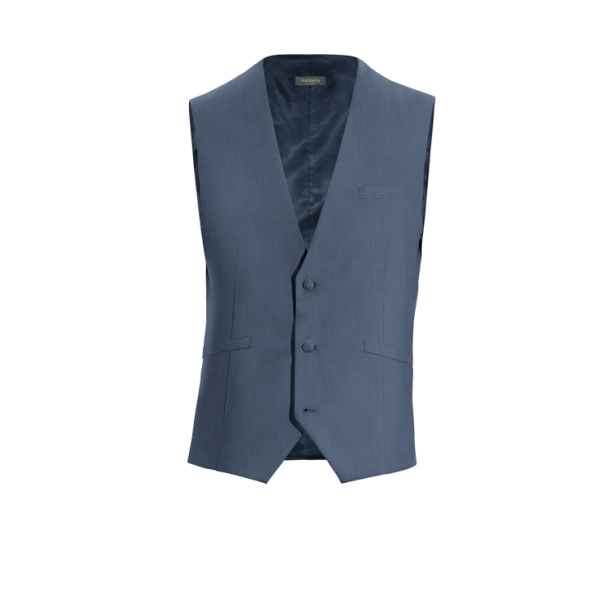 Steel Blue Wool Blends Vest with brass buttons