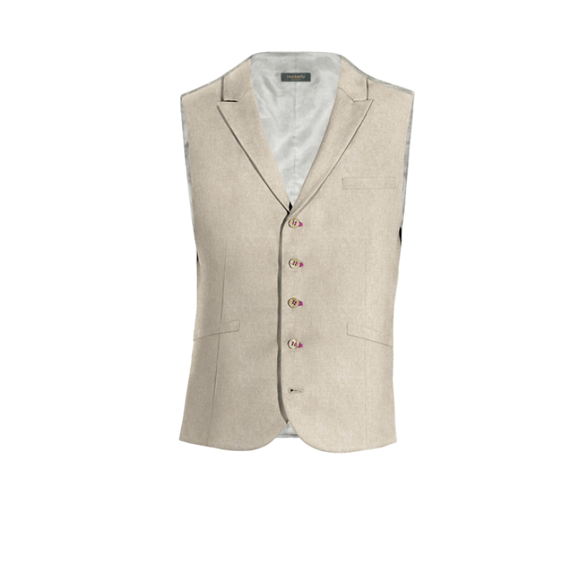 Sand linen peak lapel Dress Vest