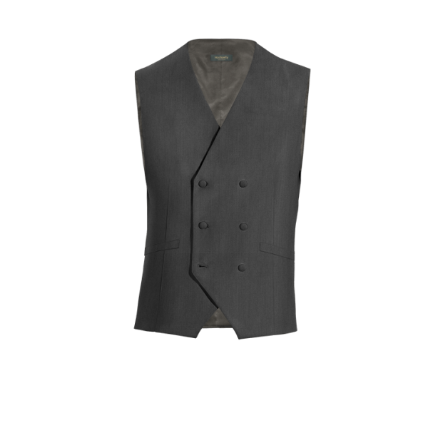 Dark Grey Wool Blends double breasted Vest