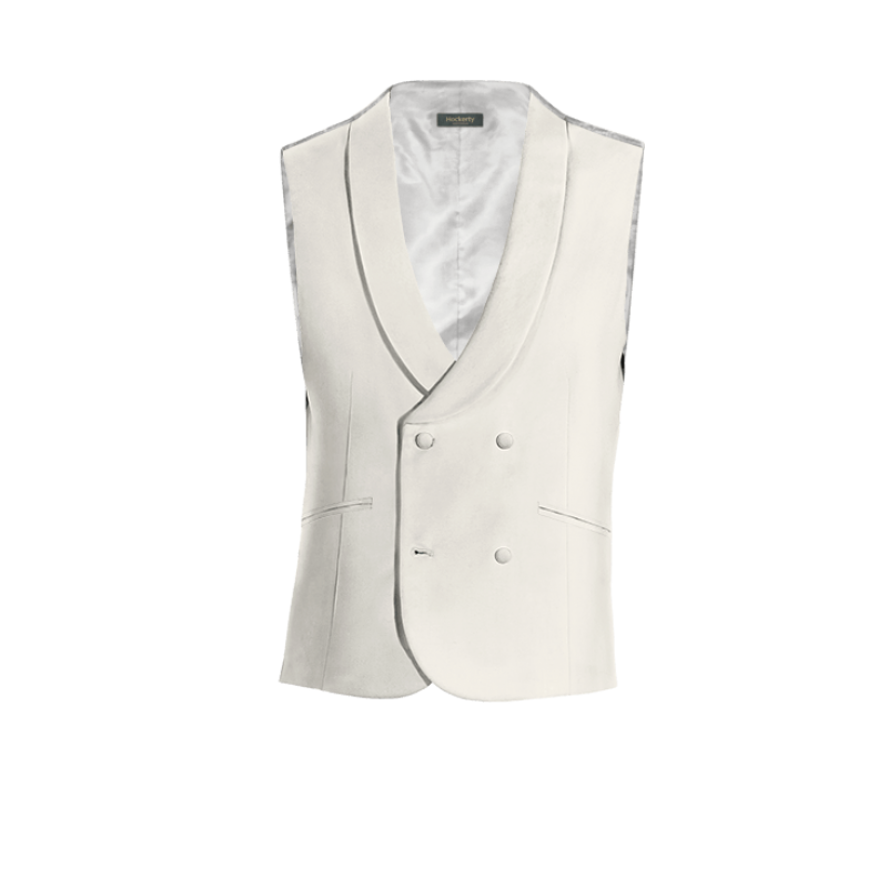 White Wool Blends rounded lapel double breasted Vest