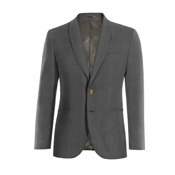 Grey Pure wool shawl lapel Jacket