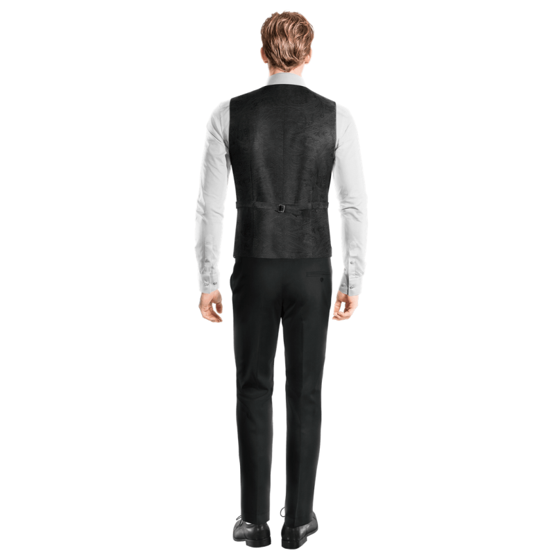 Black paisley Velvet Suit Vest